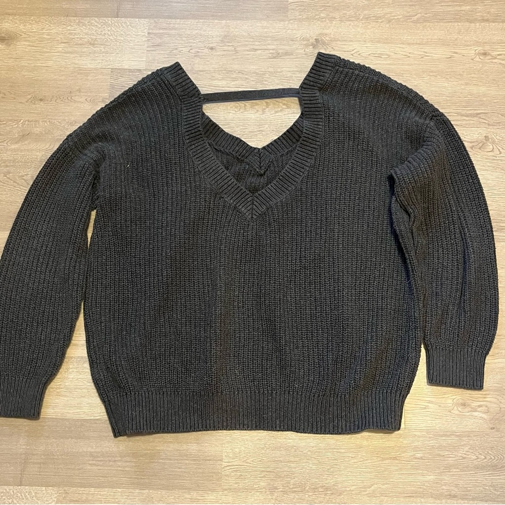 Forever 21 Grey Oversized Knit Sweater L - Picture 3 of 5